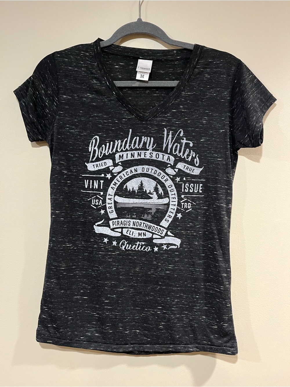 J. America Black Boundary Waters V-Neck Graphic Tee